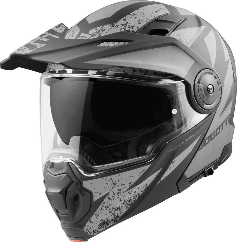 FG-102 Safari из стекловолокна для эндуро / откидной шлем Bogotto, черный матовый/серый
