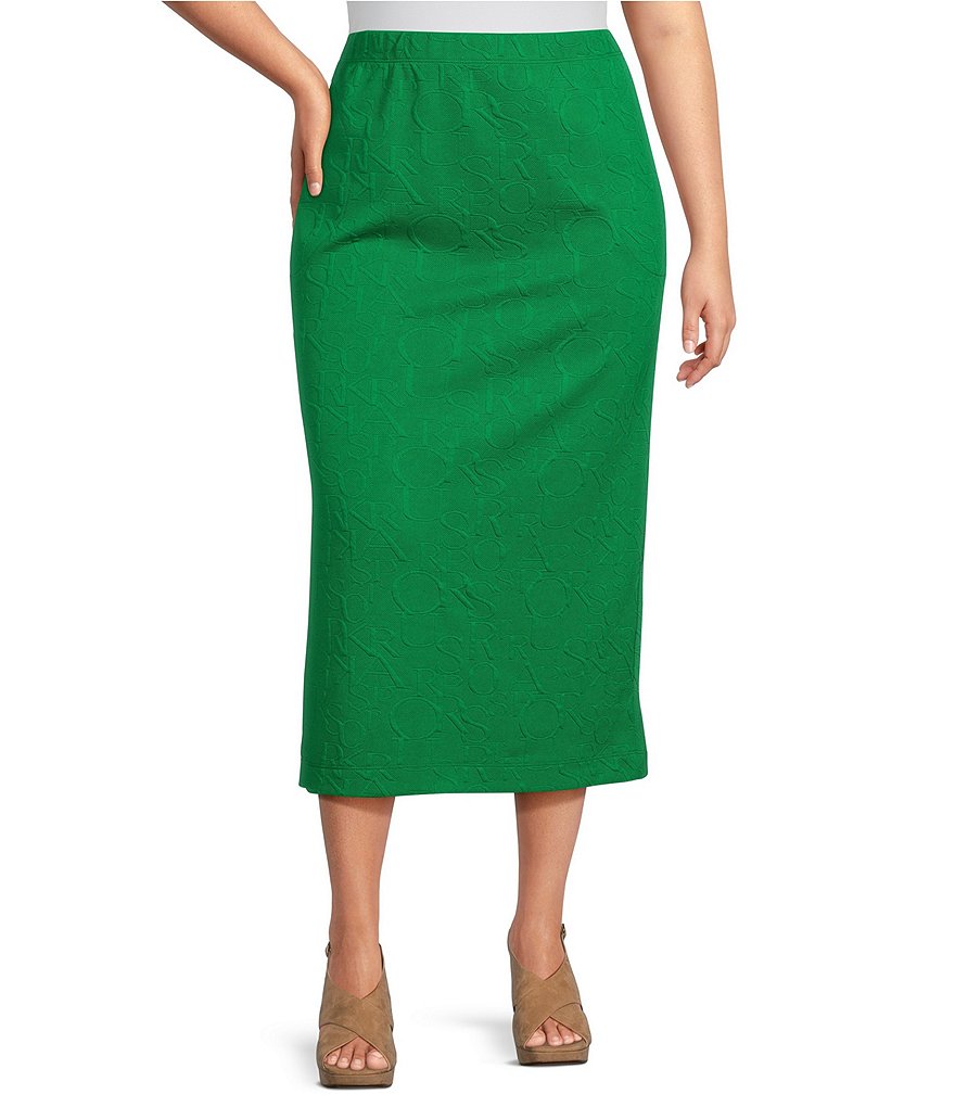 цена IC Collection Жаккардовая трикотажная юбка-миди без застежек с полосками по бокам и буквами алфавита большого размера, зеленый