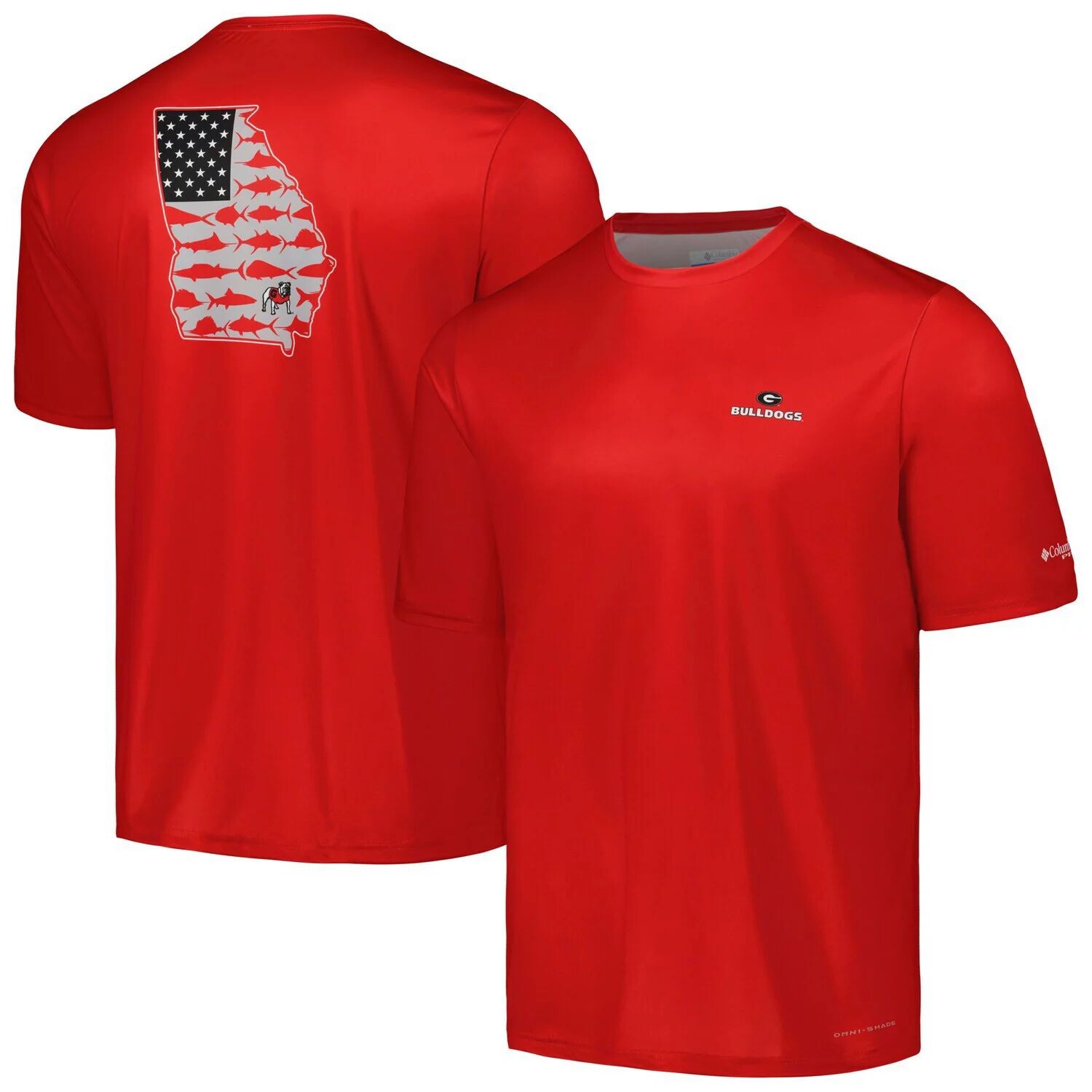 

Мужская футболка Columbia Red Georgia Bulldogs Terminal Tackle Omni-Shade