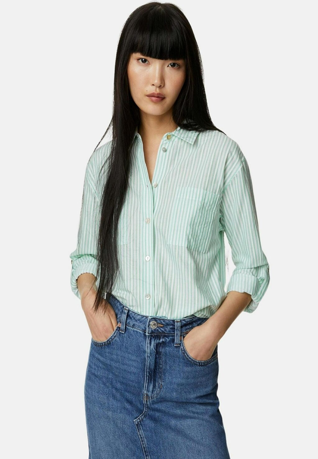 

Блузка STRIPED RELAXED UTILITY Marks & Spencer, цвет green mix