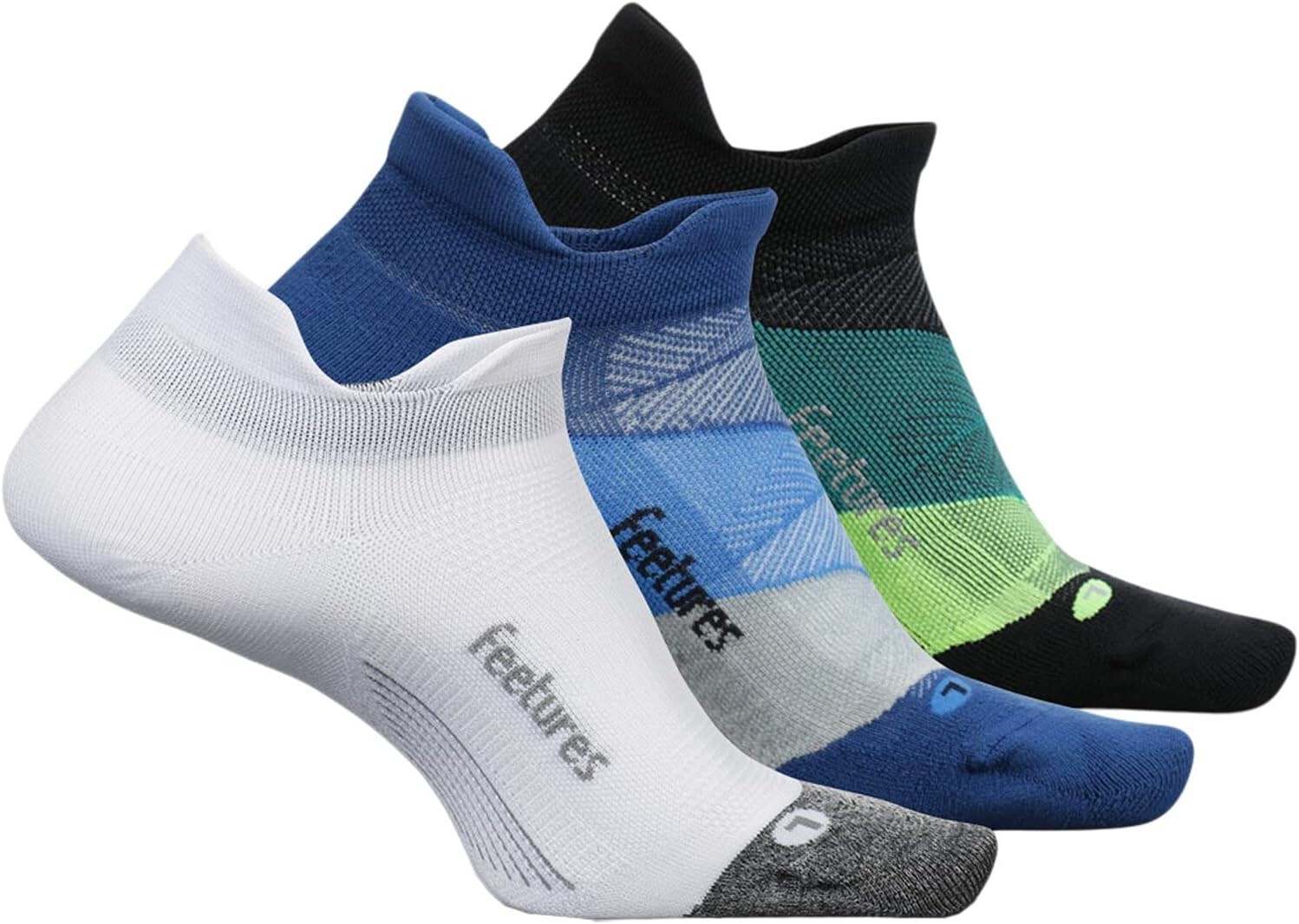 

Elite Ultra Light No Show Tab, упаковка из 3 пар Feetures, цвет White/Buckle Up Blue/Bust Out Black