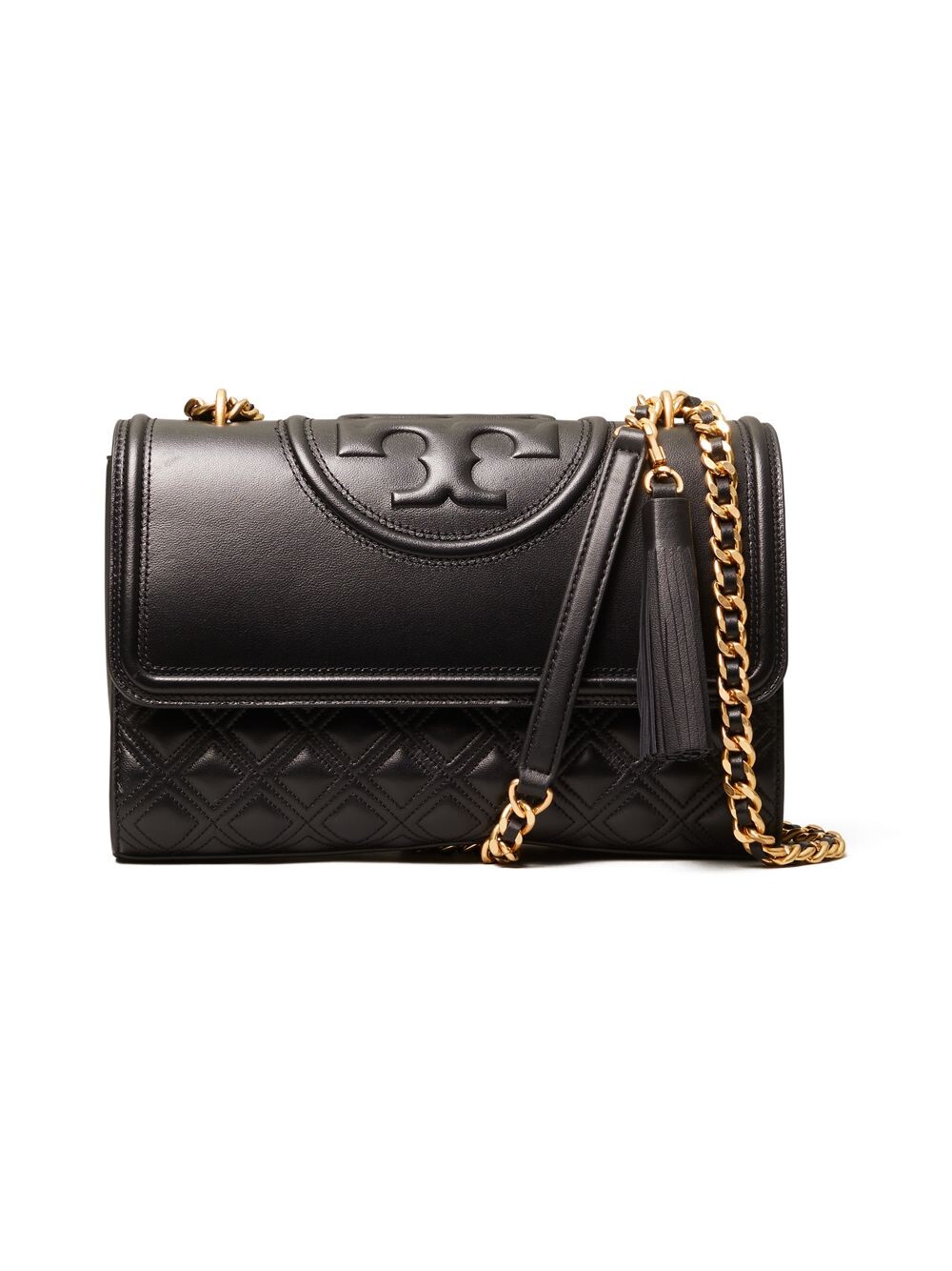 

Кожаная сумка через плечо Fleming Convertible Tory Burch, черный