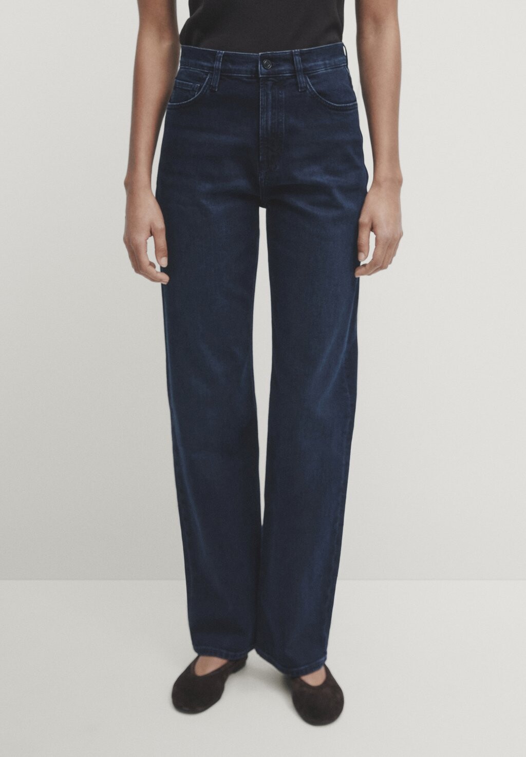 

Джинсы-сигареты High-Waist Massimo Dutti, цвет dark blue