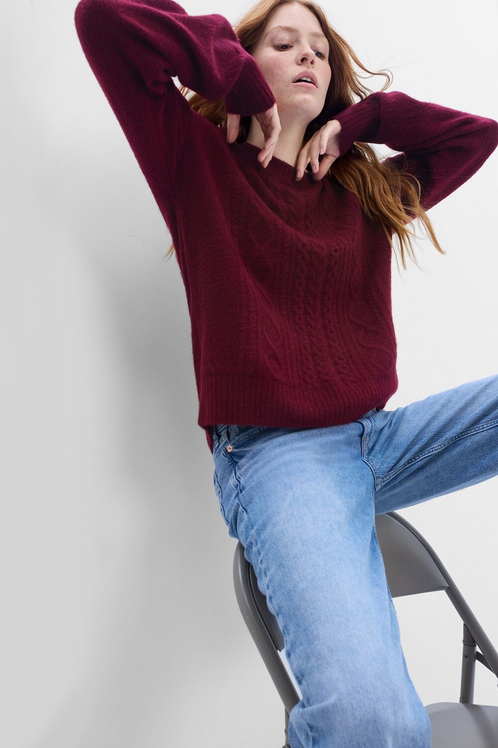 

Свитер косой вязки Forever Cozy Gap, красный
