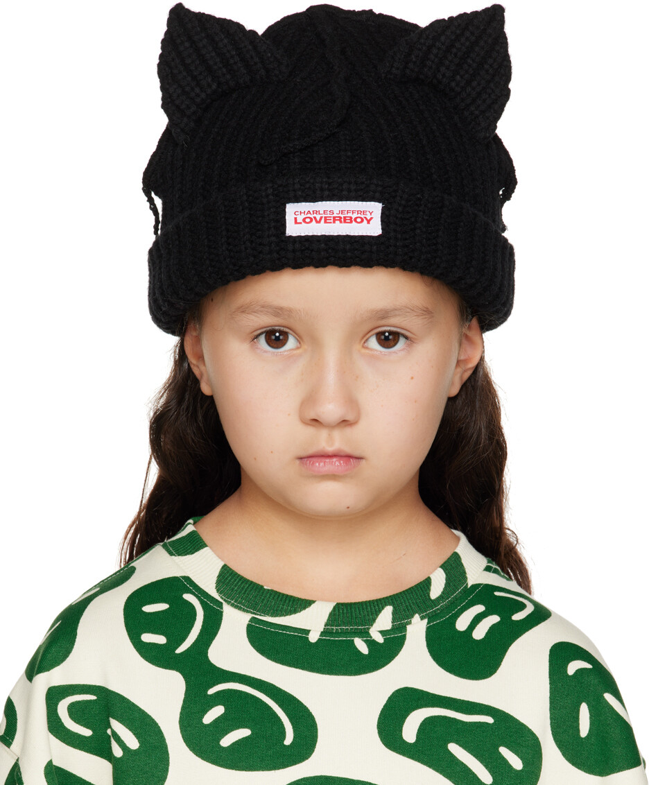 

Детская черная шапка с массивными ушками Charles Jeffrey LOVERBOY