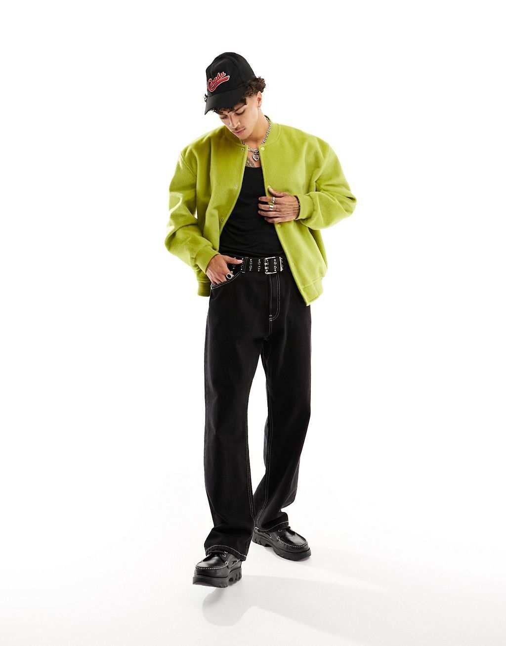 

Лаймовый объемный шерстяной бомбер ASOS DESIGN