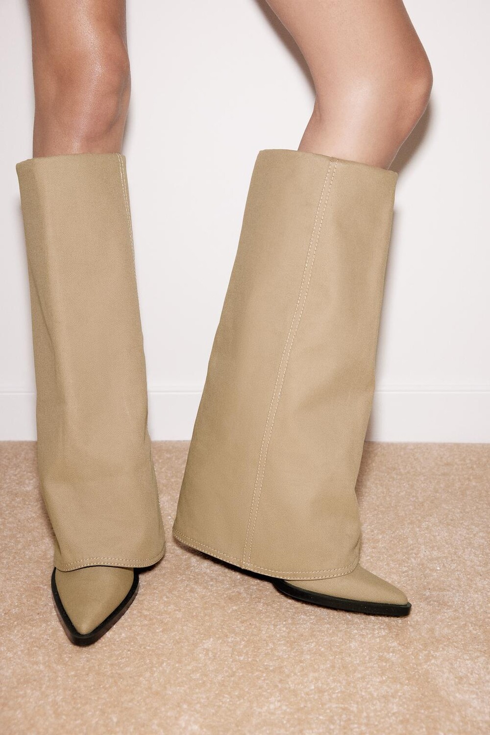 

Ботинки из ткани ZARA, бежевый