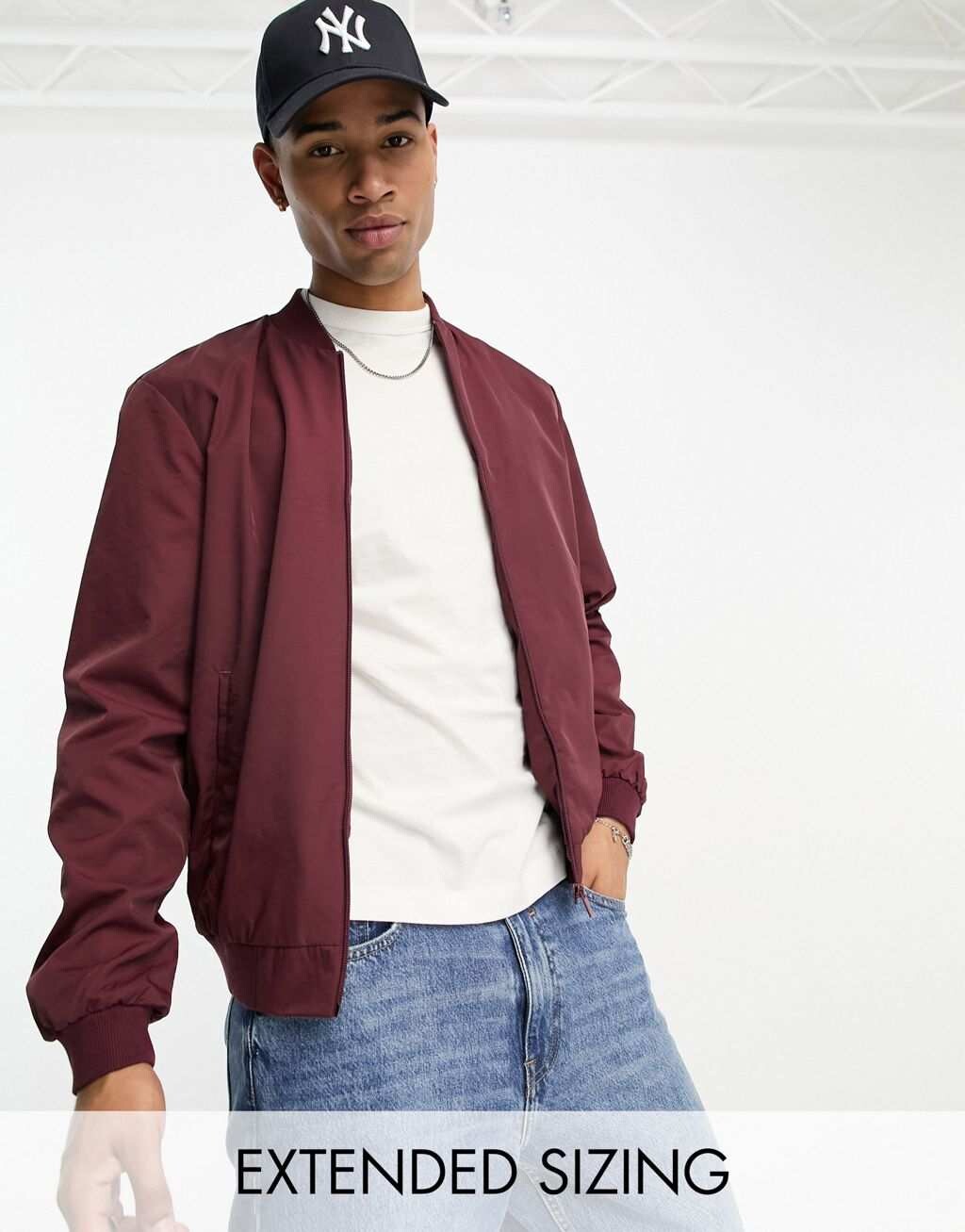 

Бордовый легкий бомбер ASOS DESIGN, Красный