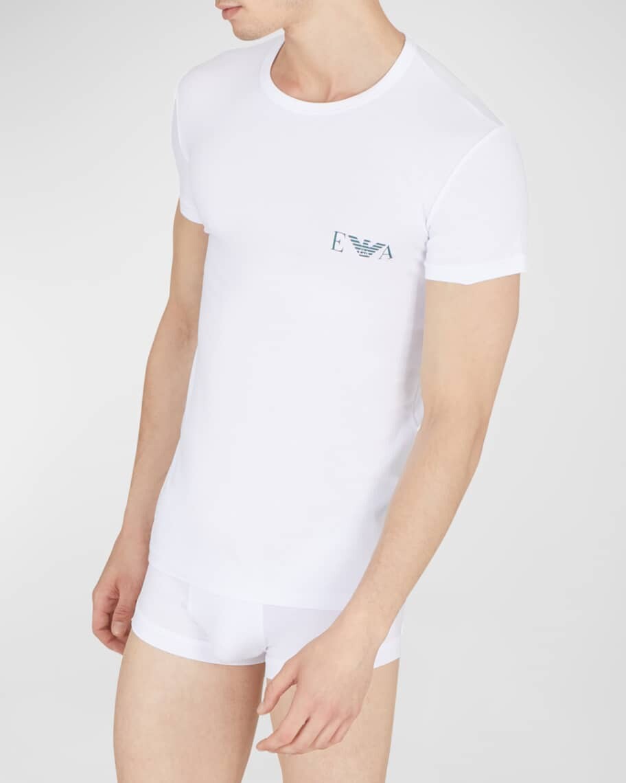 

Комплект из двух мужских футболок с монограммой Emporio Armani, Серый