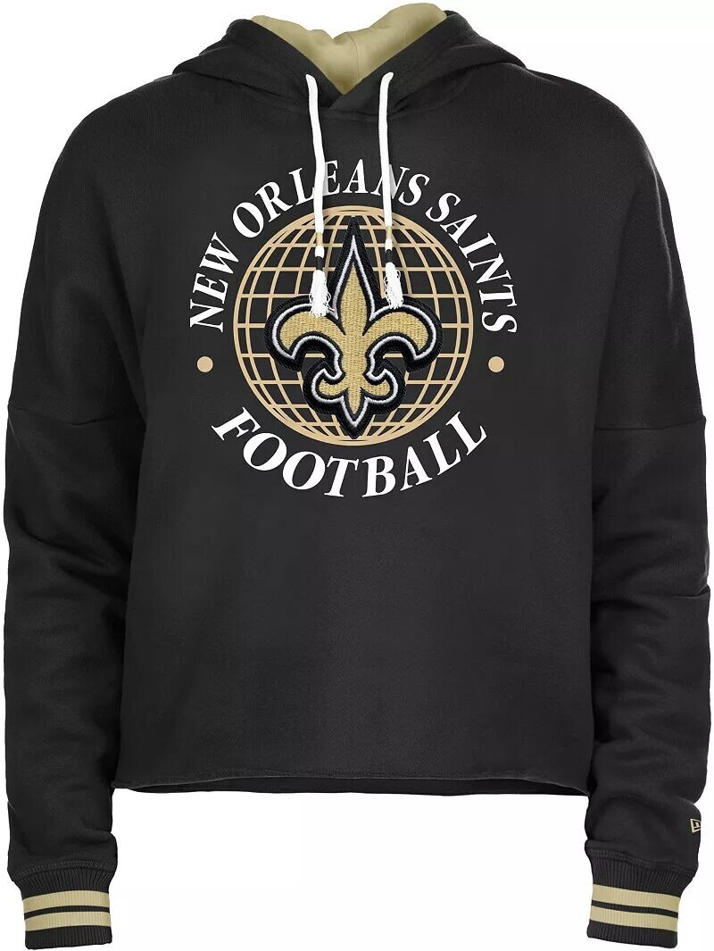 

Женская укороченная толстовка New Era New Orleans Saints черного цвета с необработанными краями