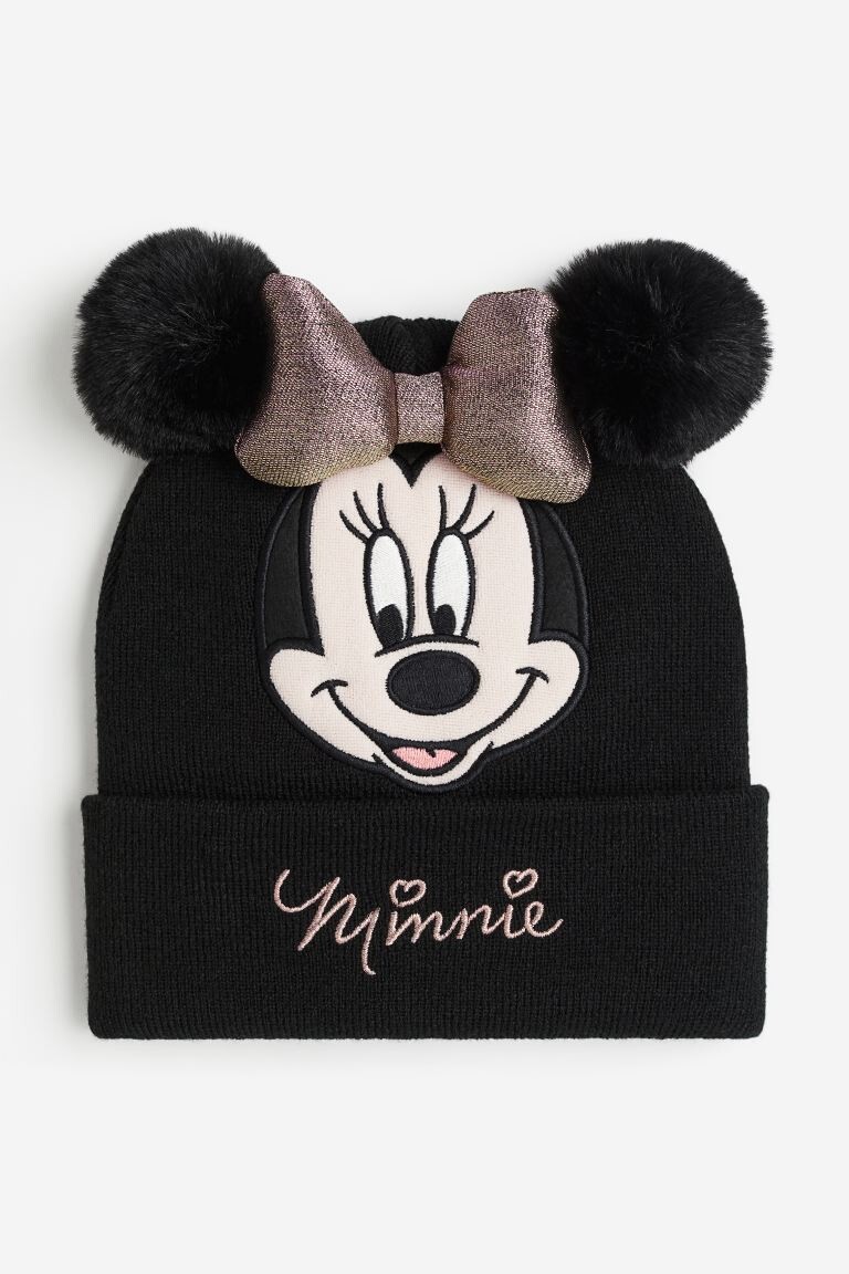 

Шапка H&M Disney Minnie Mouse Appliquéd Pompom, черный