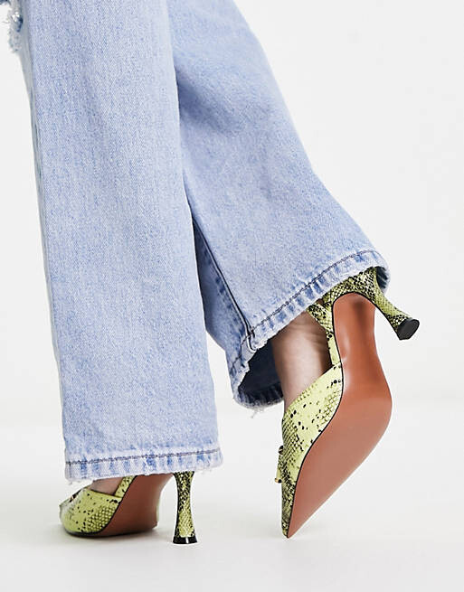 

Лаймовые туфли на среднем каблуке с цепочкой ASOS DESIGN Sommers