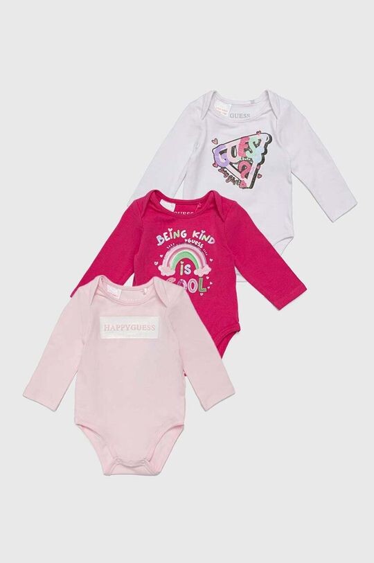 

Комплект боди Guess из хлопка для малышей, 3 шт., розовый