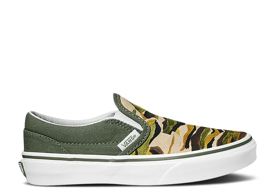 

Кроссовки Vans Classic Slip On Kids, цвет Painted Camo Green