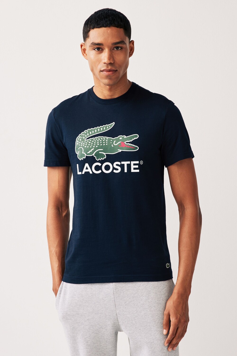 

Футболка с фирменным принтом Lacoste, синий