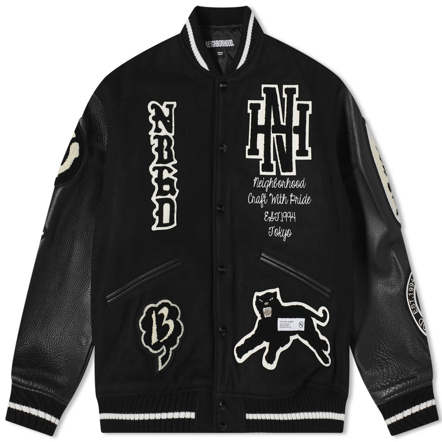 

Куртка Neighborhood Stadium Wool Leather Varsity, черный