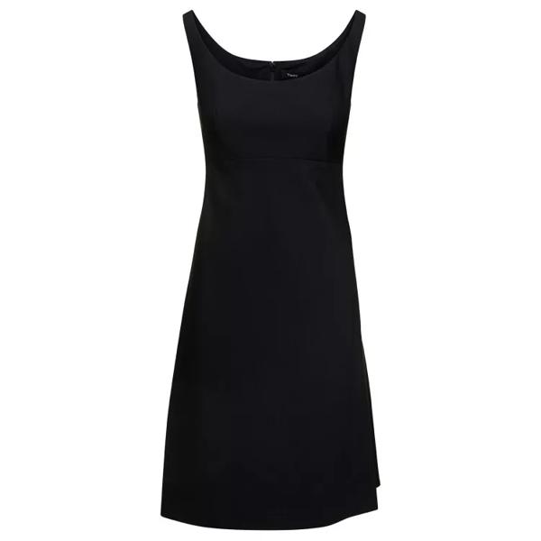 

Платье mini flared dress with u neckline in wool bl Theory, черный