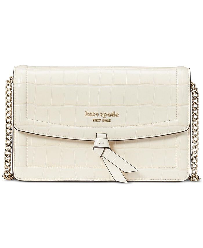 

Миниатюрная сумка через плечо Knott из кожи с тиснением под крокодила и клапаном kate spade new york, белый