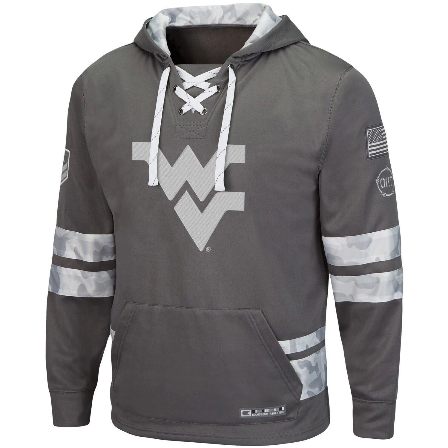 

Мужской пуловер на шнуровке с капюшоном Colosseum Grey West Virginia Mountaineers OHT Military Appreciation на шнуровке