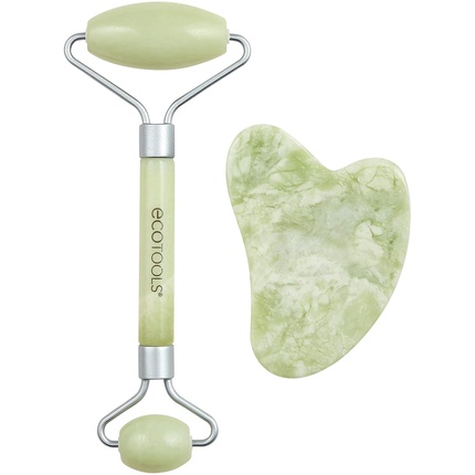 Набор для ухода за лицом Jade Roller and Gua Sha 100% Jade Skincare Essential, Ecotools natural jade roller