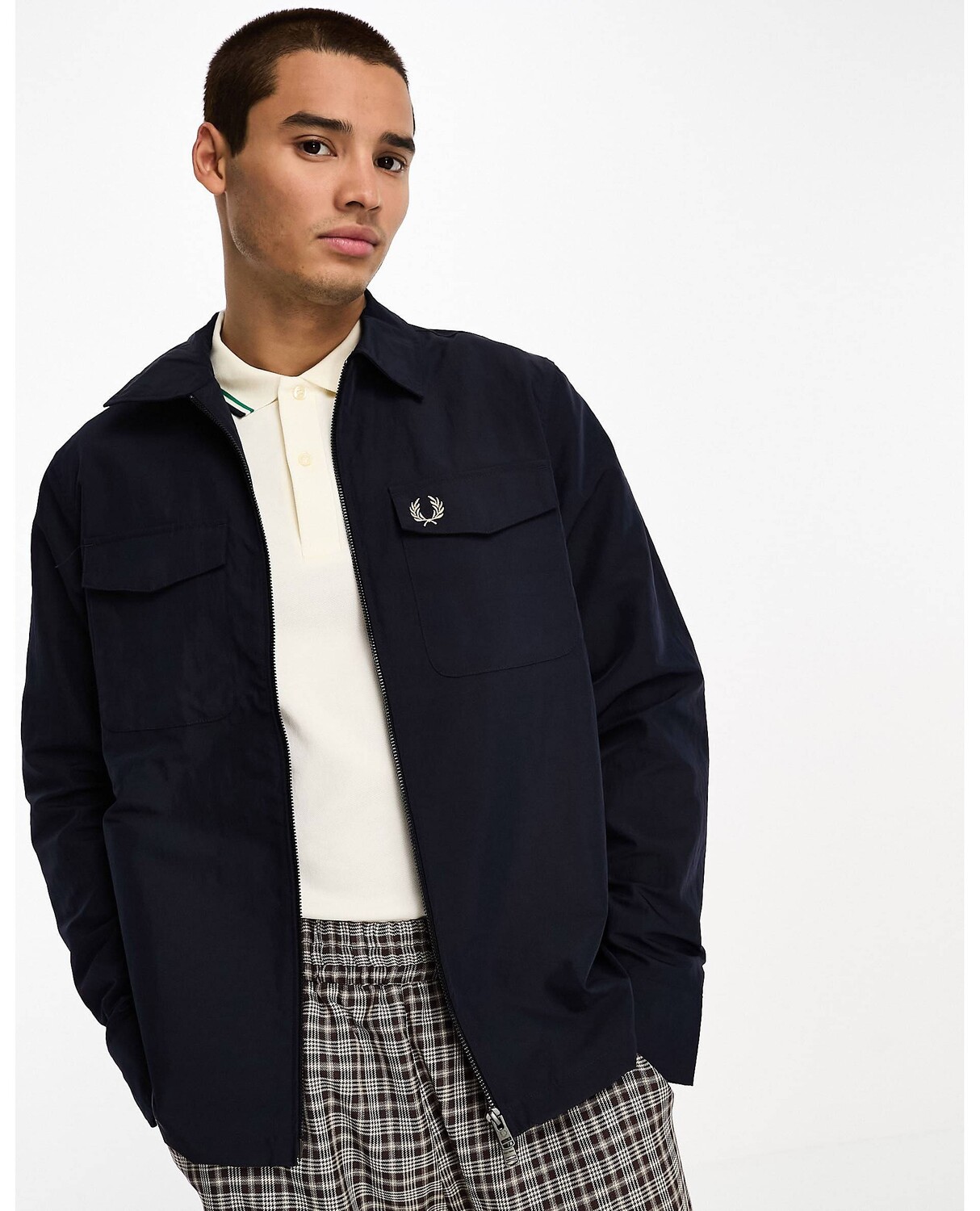 

Темно-синяя рубашка на молнии Fred Perry