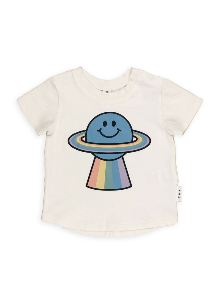 

Футболка Rainbow Planet для малышей и маленьких детей Huxbaby, белый
