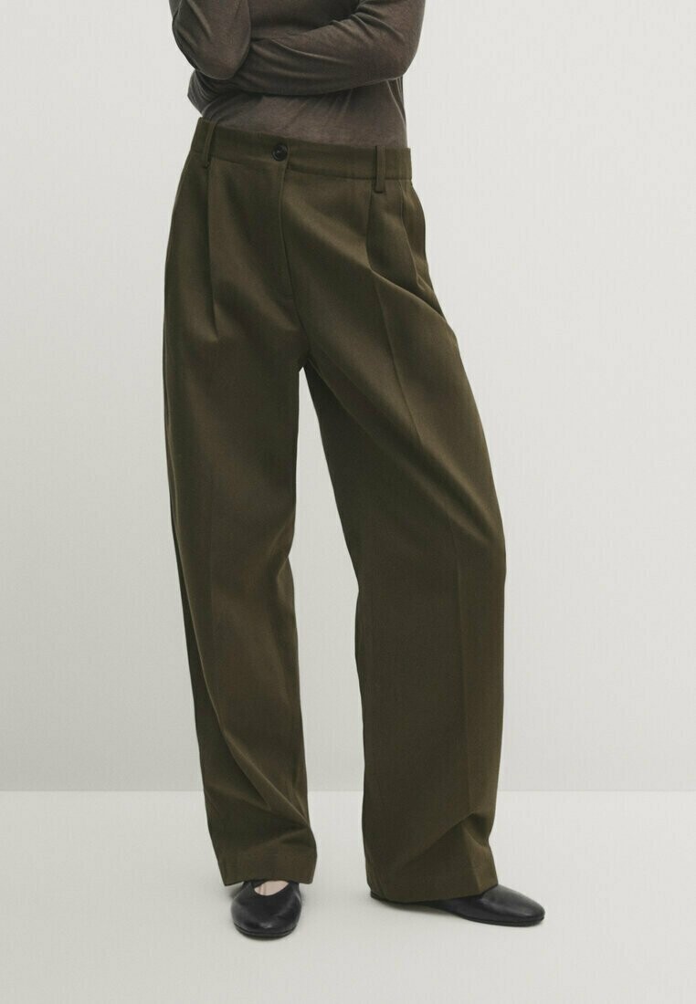 

Брюки STRAIGHT FIT WITH STRETCH WAIST Massimo Dutti, темно-зеленый