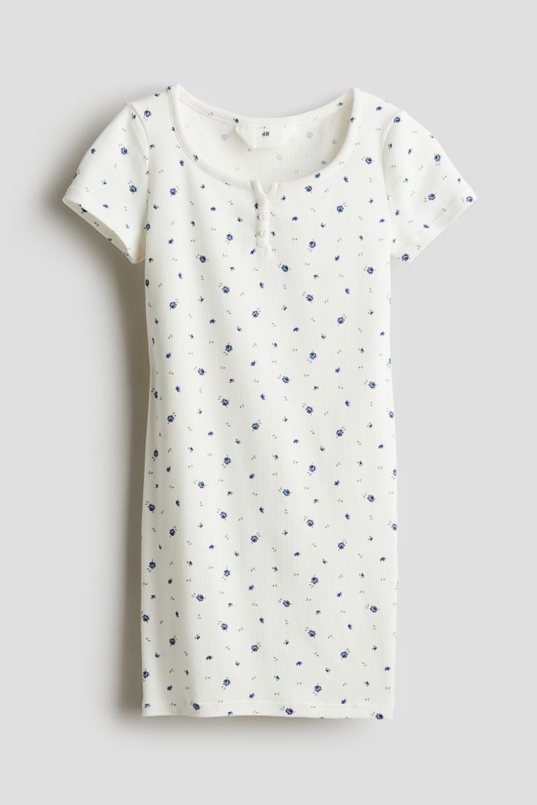 Платье из джерси в рубчик H&M, белый свитшот с круглым вырезом спинка на пуговицах s синий
