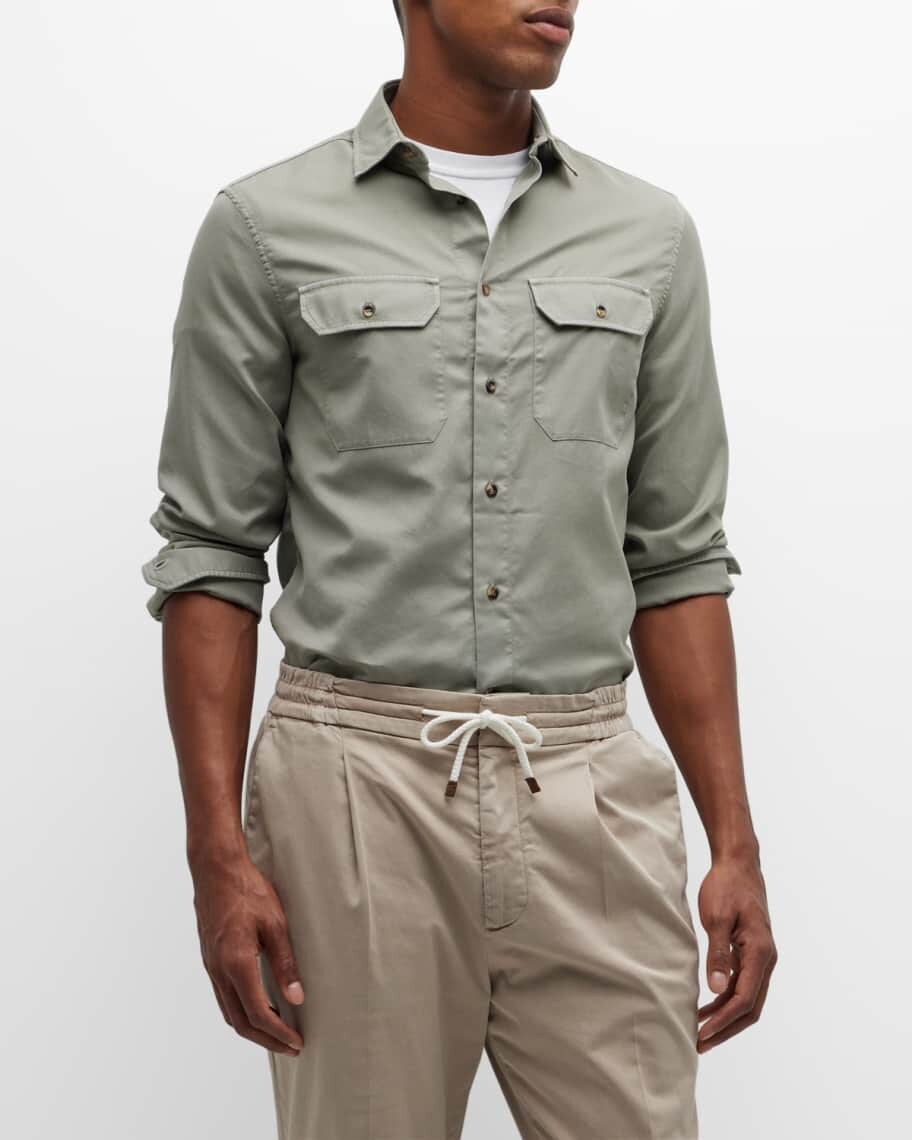 

Мужская спортивная рубашка Easy Fit с нагрудными карманами Brunello Cucinelli