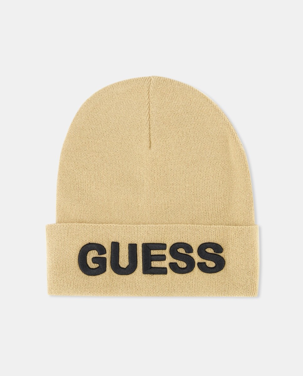 

Мужская шерстяная шапка с логотипом бренда Guess, бежевый