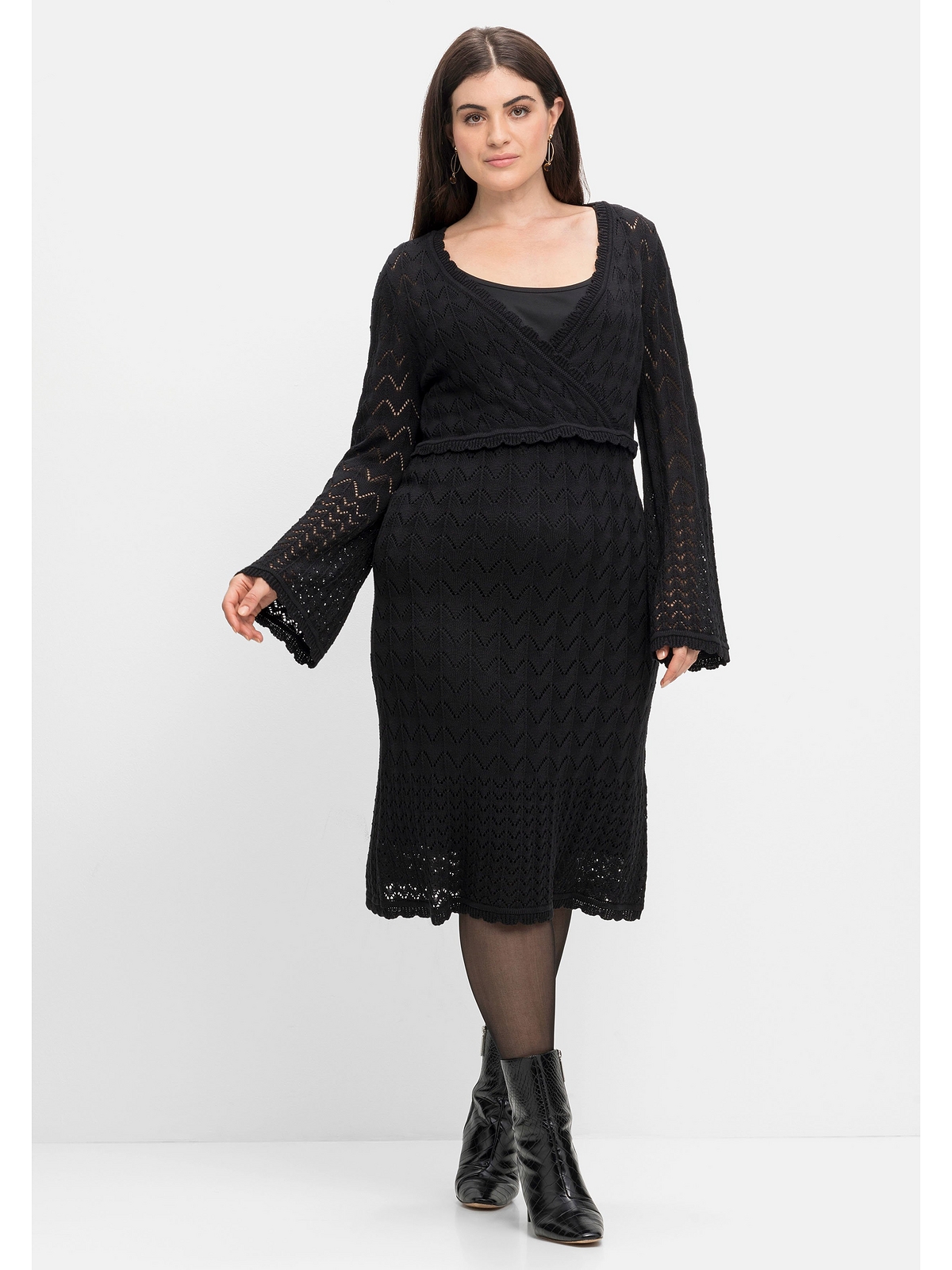 Платье sheego Strick, черный