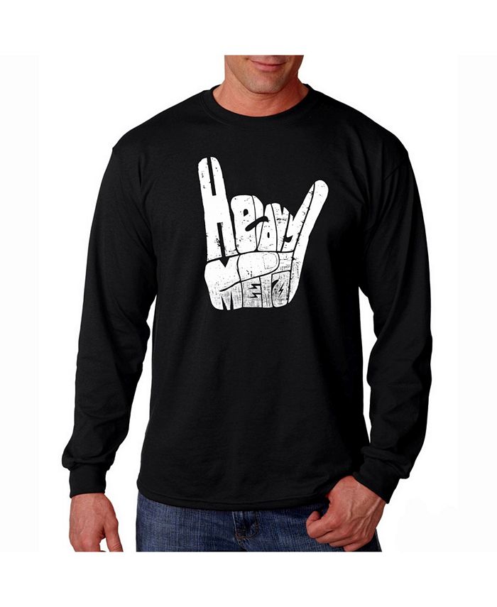 Мужская футболка с длинным рукавом Word Art — Хэви-метал LA Pop Art, черный мужская футболка жест коза рок s красный