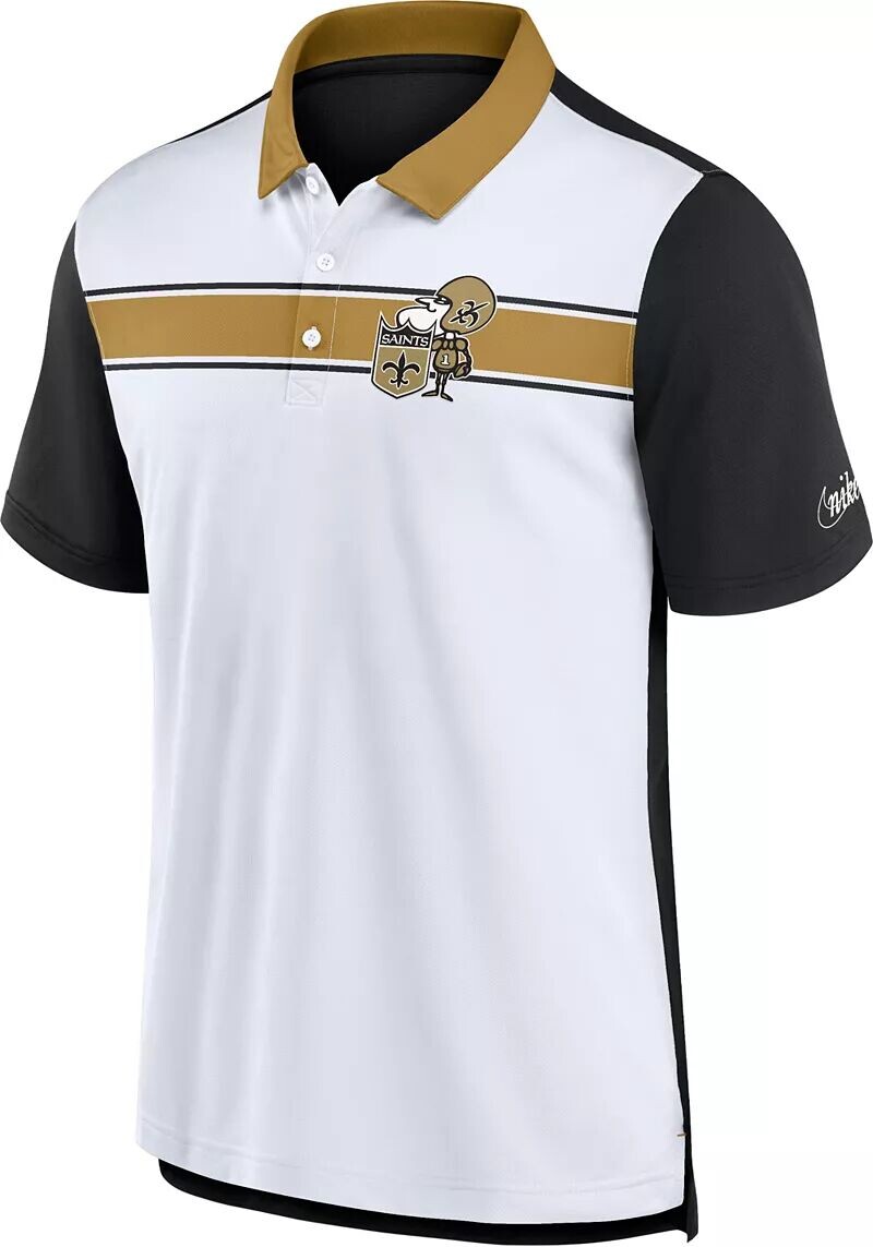 

Мужская футболка-поло Nike New Orleans Saints Rewind белого/золотого цвета