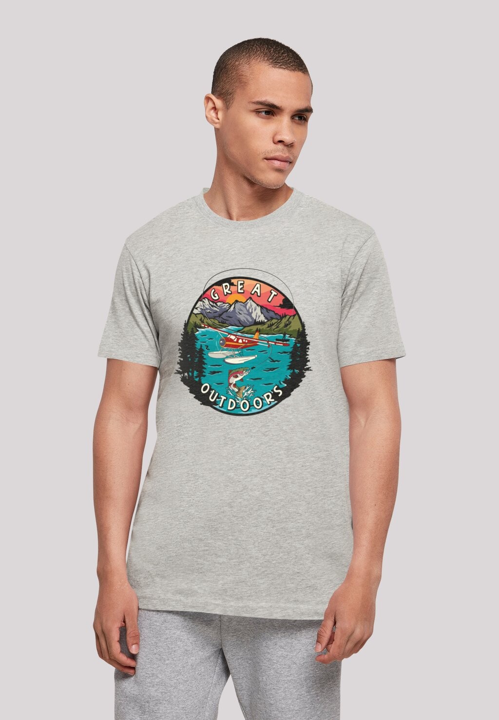 

Футболка с принтом GREAT OUTDOORS F4NT4STIC, цвет heather grey