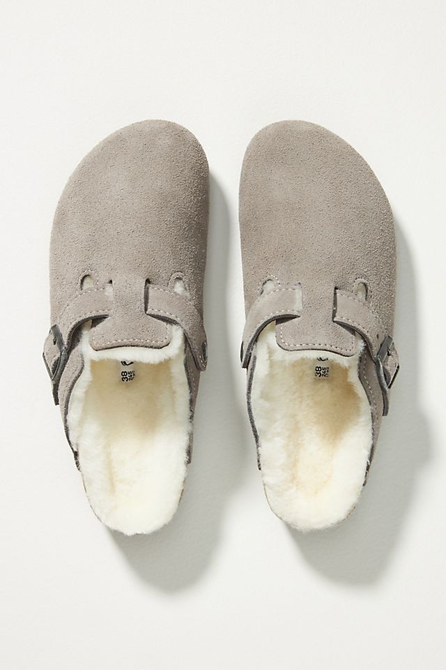 

Сабо Birkenstock Boston из овчины, stone coin suede