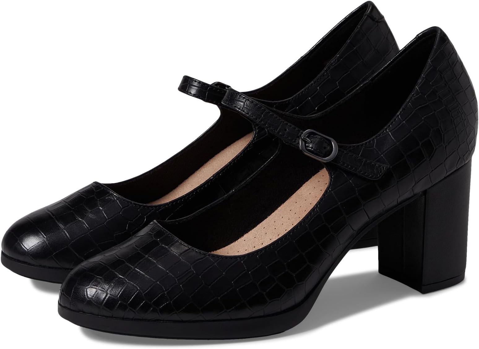 

Туфли Bayla Nora Clarks, цвет Black Croc Print Leather