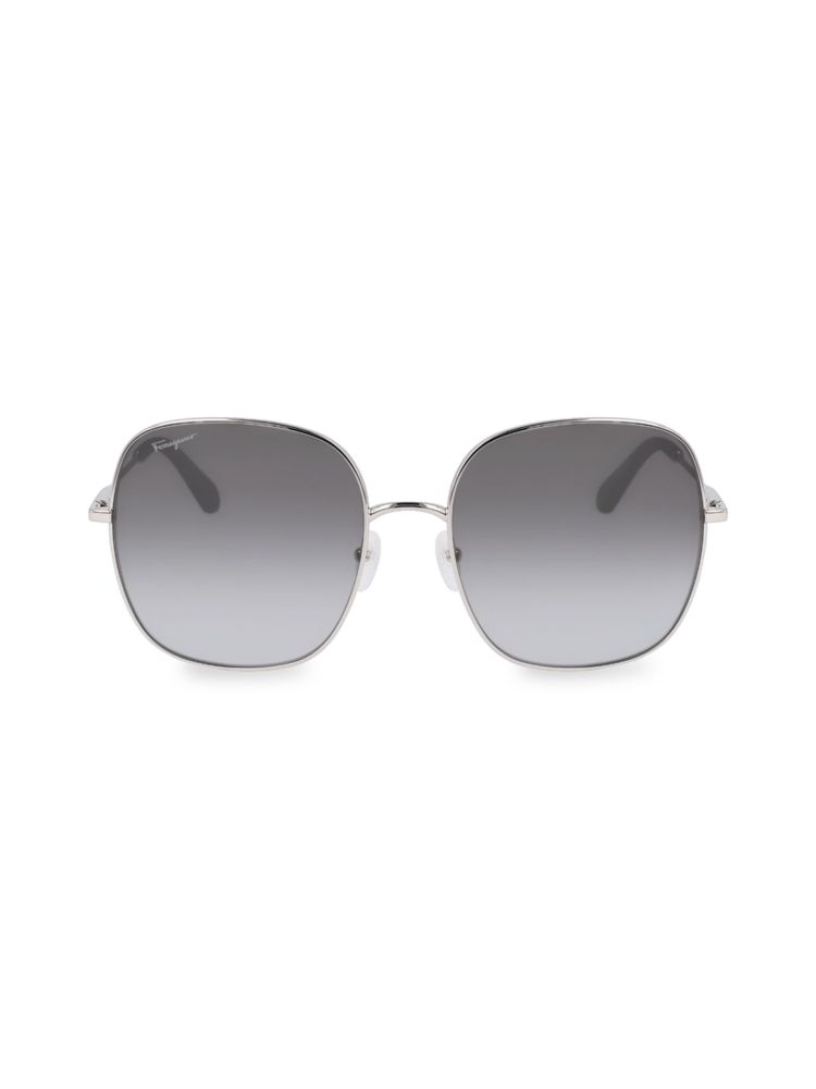 Квадратные солнцезащитные очки 59MM Ferragamo, серый фотографии
