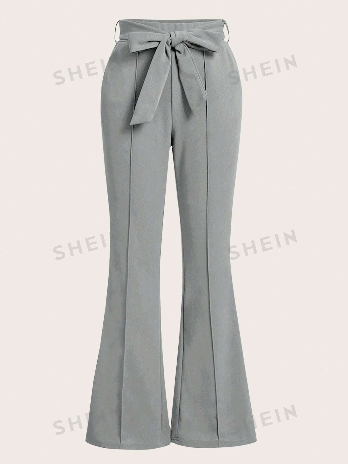 SHEIN Clasi Женские брюки однотонного цвета с расклешенным низом, серый цена и фото