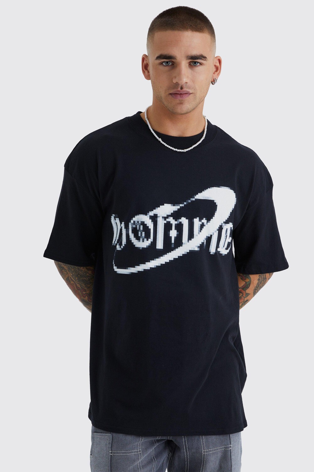 

Футболка oversize pixilated homme Boohoo, черный