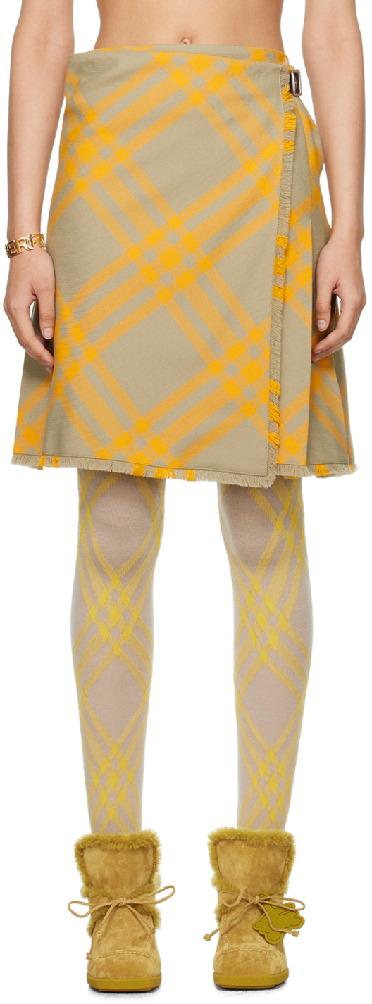 Желто-бежевая юбка-миди в клетку Burberry hunter hunter сумочка для лакомств standard средняя бежевая 104 г