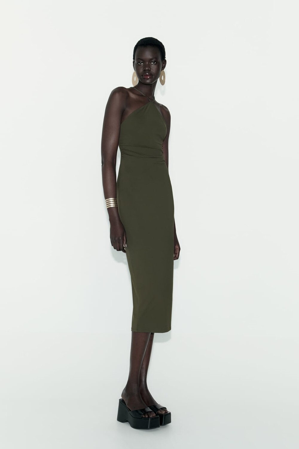 

Платье с холтером ZARA, хаки