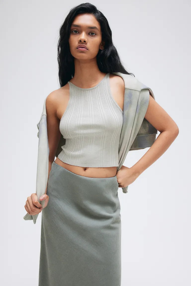 

Атласная юбка макси H&M, зеленый