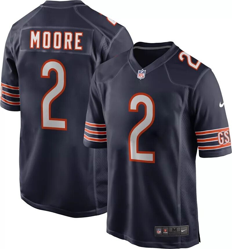 

Мужские кроссовки Nike Chicago Bears DJ. Темно-синяя игровая майка Мура № 2