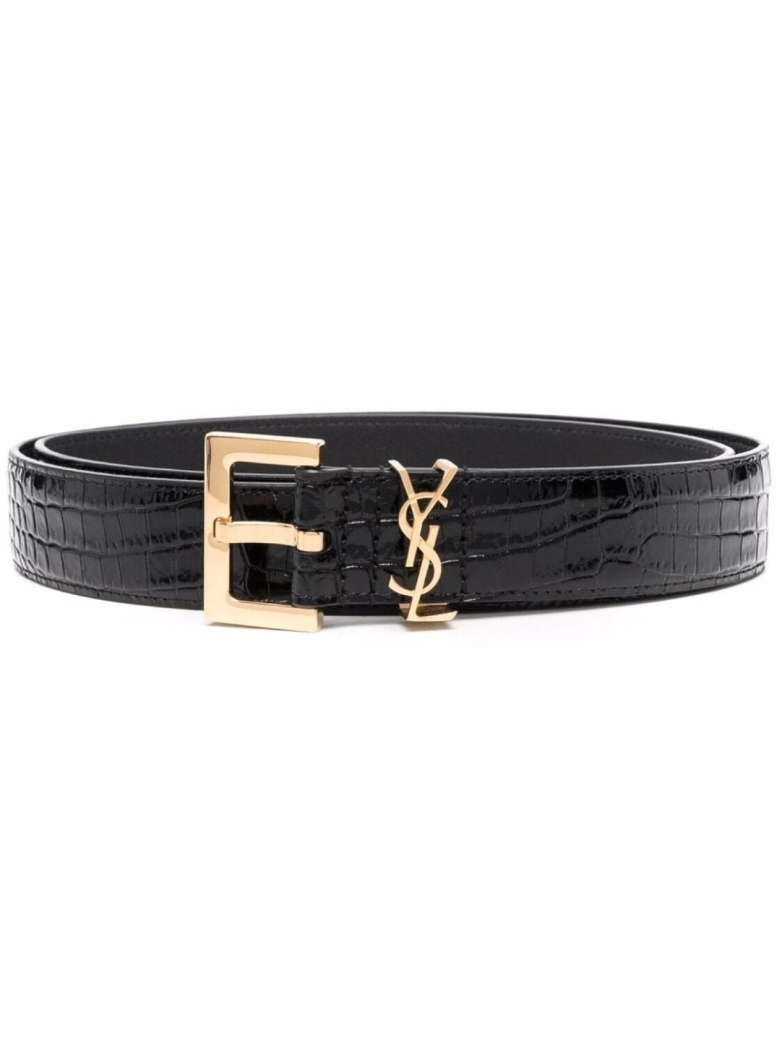 

Saint Laurent ремень с тиснением под кожу крокодила, черный
