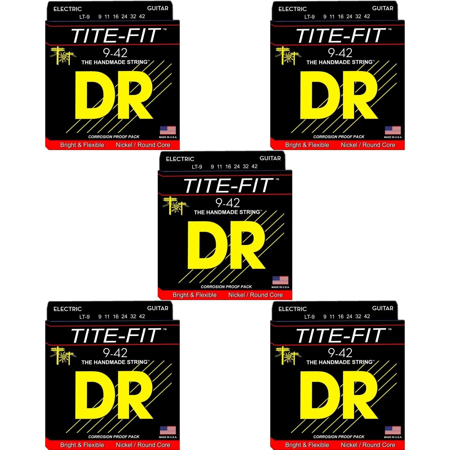 

Струны для электрогитары с компрессионной обмоткой DR Strings LT-9 Tite-Fit — .009-.042, легкие (5 шт.)