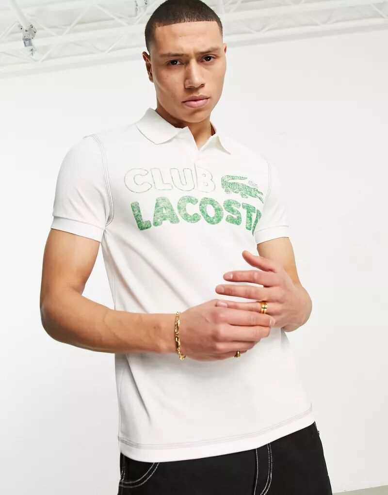 Белая рубашка-поло Lacoste Club с графикой спереди