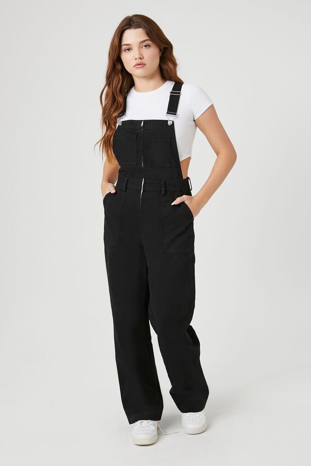 

Широкий комбинезон на молнии Forever 21, черный