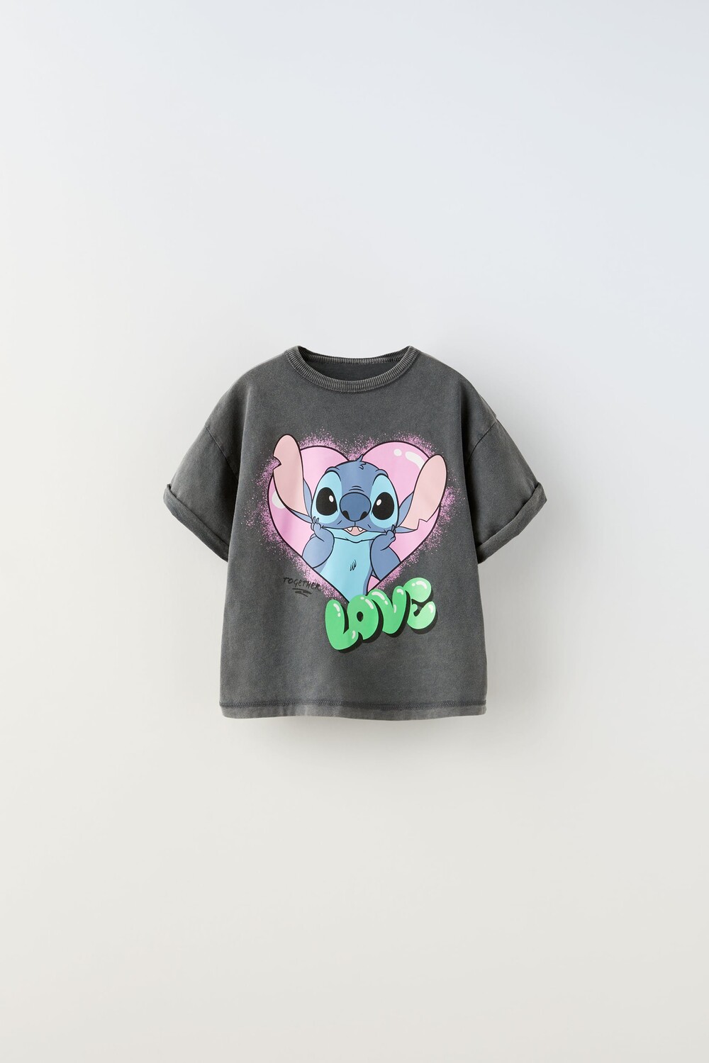 

Футболка stitch love disney Zara, антрацитово-серый