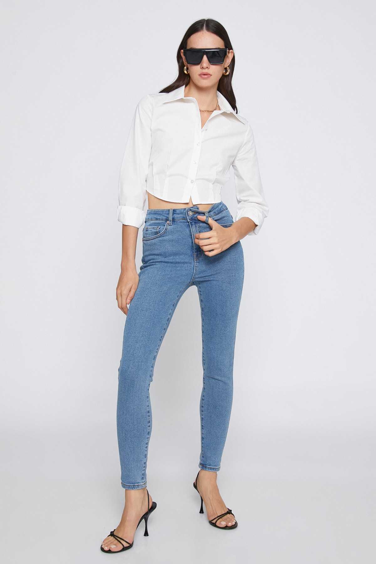 Женские джинсы цвета индиго среднего размера Koton, синий