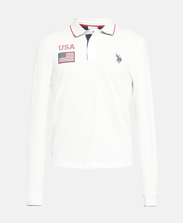 

Рубашка-поло с длинными рукавами U.S. Polo Assn., цвет Wool White